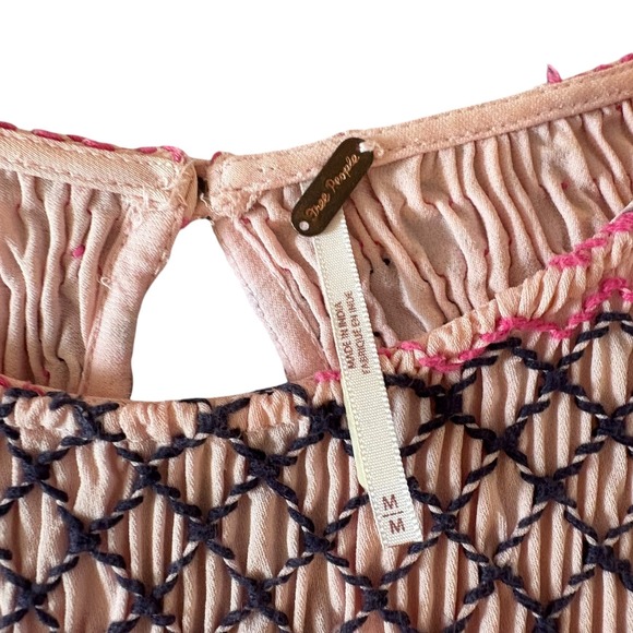 Free People Late Night Picnic Dress. Pink babydoll. Embroidered. Flowy. Medium. - Picture 5 of 12